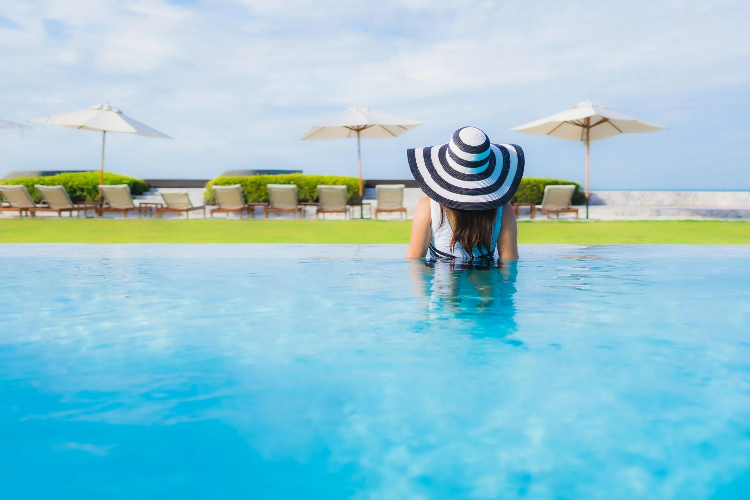 girl in a swimming pool